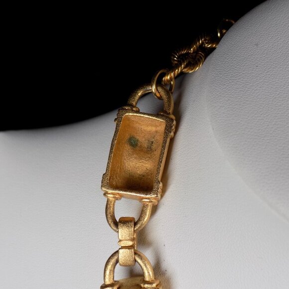 Vintage Moghul Style Matte Gold Tone Necklace Runway Etruscan Chunky Statement - Picture 10 of 12